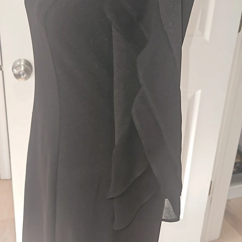 DKNY Women Chiffon Sheath Black Dress Size 2 - Picture 10 of 14